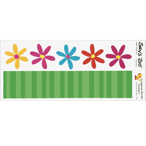 Suzy's Zoo 5 Daisy Flowers & Stems Border Stickers Vintage Scrapbooking Sheet 5" x 12"