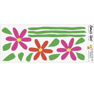Feuille de scrapbooking vintage avec 3 fleurs et tiges de marguerites de Suzy's Zoo 5" x 12"