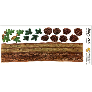 Feuille de scrapbooking vintage avec bordures de pommes de pin des bois du zoo de Suzy 5" x 12"