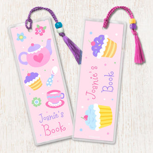 Lot de 2 marque-pages personnalisés pour cupcakes Tea Party