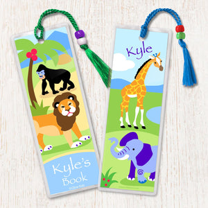 Lot de 2 marque-pages personnalisés avec animaux sauvages, éléphant, lion
