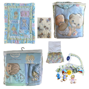 NOUVEAU Vintage 8 PC Precious Moments Baby Crib Bedding Babies, Bears, Buttons & Bows Nursery Collection - Ensemble de berceau, ensemble d'accessoires, mobile musical 2002 Rare