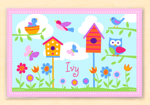 Set de table personnalisé Spring Birds Owl 18" x 12" avec alphabet