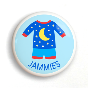 Pomo de cerámica para cajón de pijama de niño, grande, 2", color azul