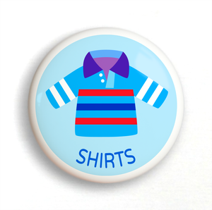 Pomo de cerámica para cajón de camisas de niño, grande, 2", azul