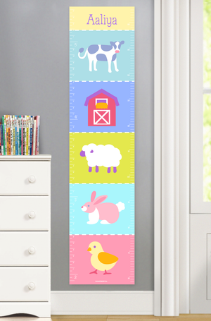 Farm Animals Canvas Growth Chart