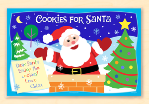 Mantel individual personalizado de Navidad con galletas para Papá Noel de 18" x 12" con alfabeto