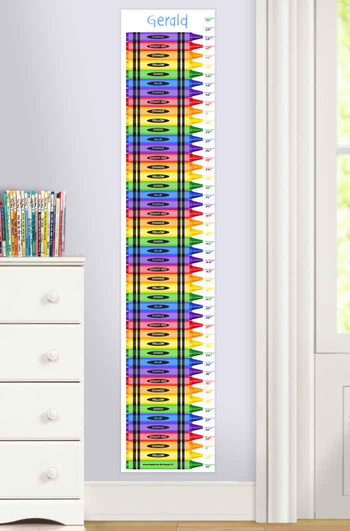 Colorful Crayons Personalized Kids Height Self-Adhesive Growth Chart