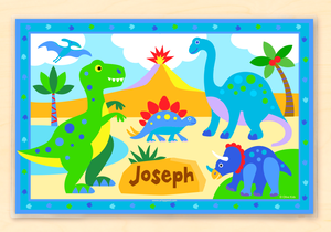 Set de table personnalisé Dinosaur Land Kids 18" x 12" avec alphabet