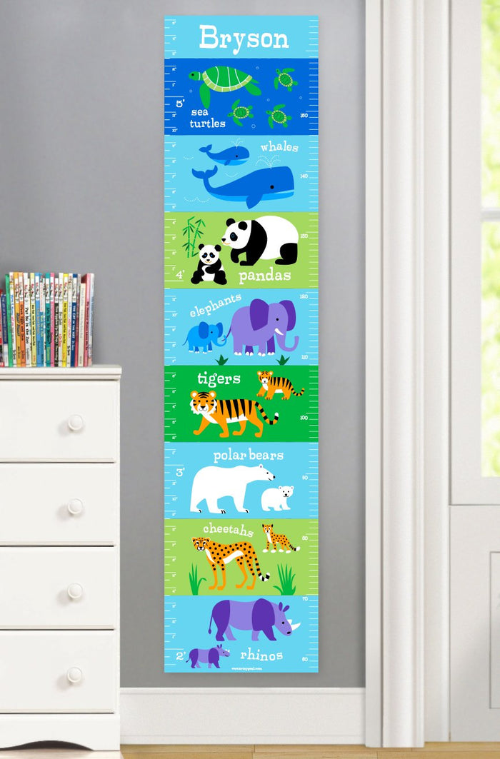 Endangered Wild Animals Personalized Kids Height Growth Chart Self-Adhesive or Canvas