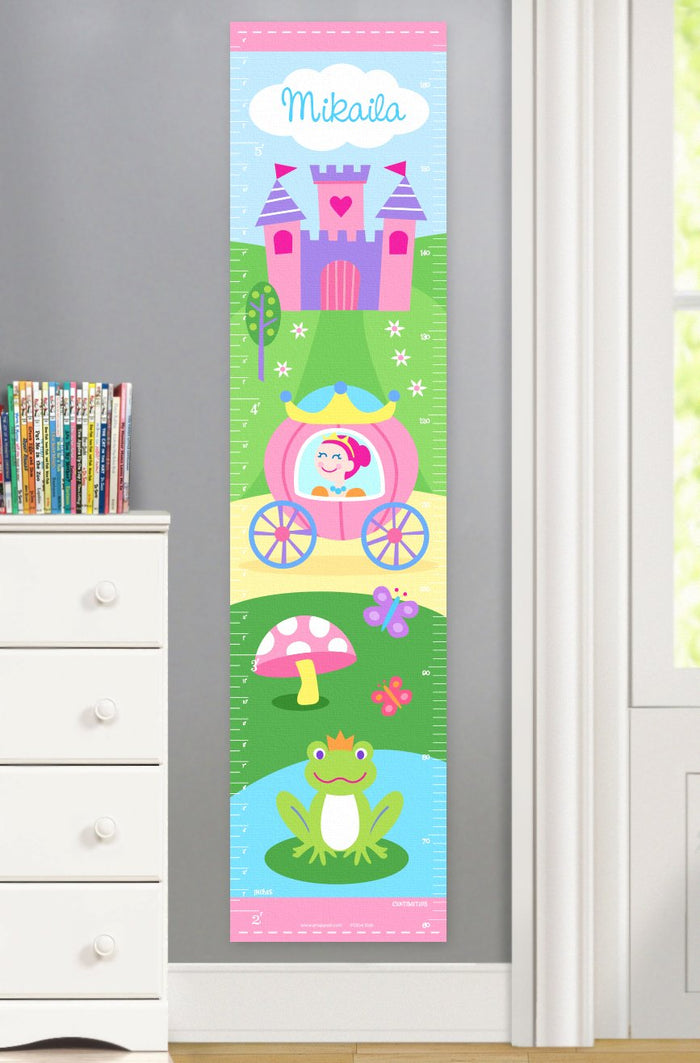 Princess Personalized Height Growth Chart White / Ethnic / African American - Canvas or Self-Adhesive