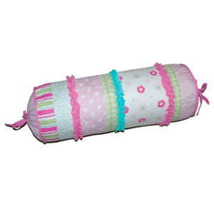 Pink Green Floral Bolster Pillow