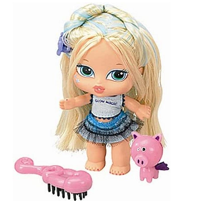 Bratz Babyz Doll Cloe Glow In The Dark Hair Flair 5 with Pet Pig Girl –