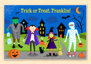 Mantel individual personalizado de Halloween con texto en inglés "Trick or Treaters", de 45 x 30 cm (18 x 12 in)