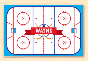 Mantel individual personalizado de 18" x 12" con diseño de pista de hockey y alfabeto