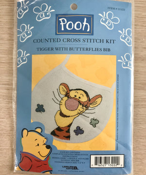 Walt Disney Winnie The Pooh Tigger with Butterflies Counted Cross Stitch Bib PDF Pattern Chart Instructions 1132-22