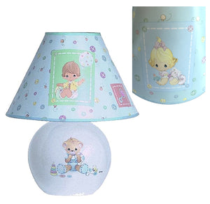 Vintage New Precious Moments Ceramic Baby Boy Girl & Bear Nursery Lamp Unisex Boy Girl with Bear 13" 2003