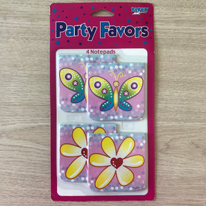 Birthday Princess Pink Butterfly & Flowers Mini Memo Note Pads 4 CT - 3" x 3"