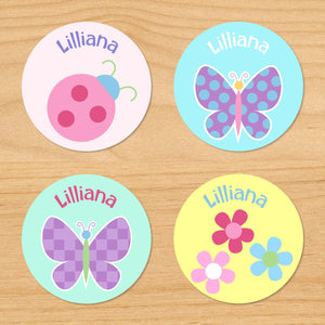 Étiquettes rondes imperméables personnalisées Butterfly Garden 24 CT