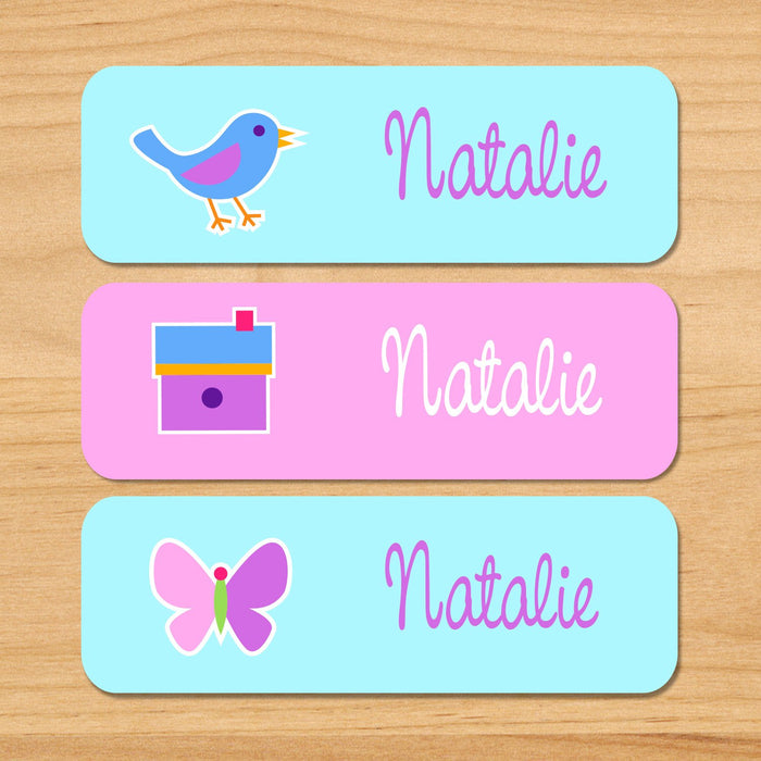 Spring Birds Owls Nests Personalized 33 CT Rectangle Waterproof Labels