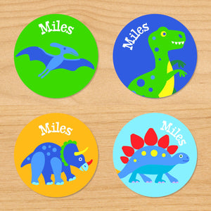 Étiquettes rondes imperméables personnalisées Dinosaur Land 24 CT