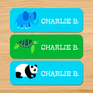 Étiquettes rectangulaires imperméables personnalisées 33 CT pour animaux en voie de disparition Panda Éléphant