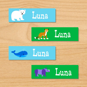 Etiquetas pequeñas impermeables personalizadas de 80 ct con animales salvajes en peligro de extinción