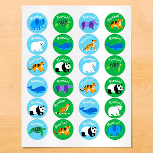 Endangered Wild Animals Personalized Round Waterproof Labels 24 CT