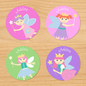 Étiquettes rondes imperméables personnalisées Fairy Princess Pink 24 CT