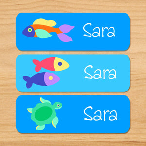 Étiquettes rectangulaires imperméables personnalisées 33 CT pour poissons et tortues de mer