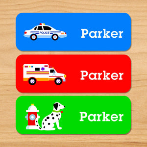 Étiquettes rectangulaires imperméables personnalisées 33 CT pour camions de pompiers Rescue Heroes Police