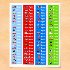 Rescue Heroes Fire Truck Police Ambulance Personalized 80 CT Waterproof Mini Labels