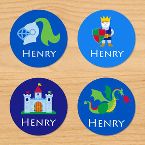 Étiquettes rondes imperméables personnalisées Prince Dragons Knights 24 CT