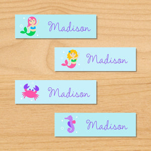 Mermaids Personalized 80 CT Waterproof Mini Labels