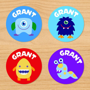 Alien Monsters Personalized Round Waterproof Labels 24 CT