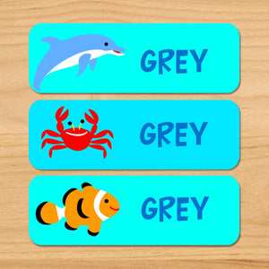 Étiquettes rectangulaires imperméables personnalisées 33 CT pour poissons et baleines de l'océan