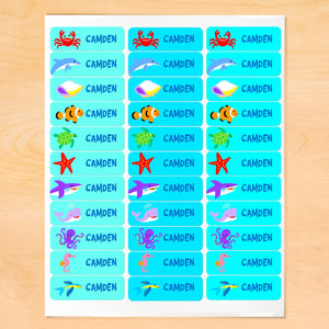 Ocean Fish Whale Shark Personalized 33 CT Rectangle Waterproof Labels