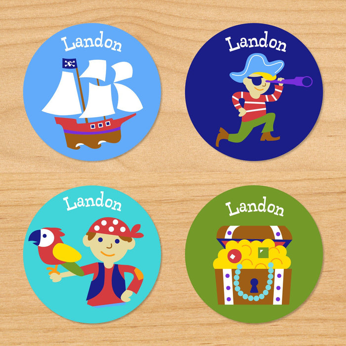 Pirates Personalized Round Waterproof Labels 24 CT