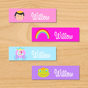 Etiquetas pequeñas impermeables personalizadas de 80 ct con diseño de princesas y castillos