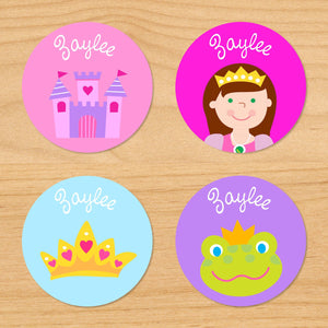 Princess Castle Personalized Round Waterproof Labels 24 CT