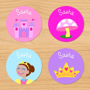 Princess Castle Personalized Round Waterproof Labels 24 CT