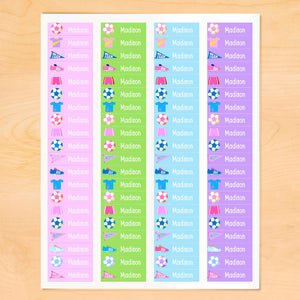Soccer Girl Personalized 80 CT Waterproof Mini Labels