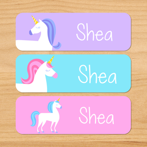 Étiquettes rectangulaires imperméables personnalisées Licornes 33 CT