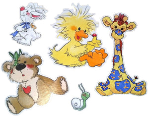 Ensemble de décoration murale pour chambre d'enfant Little Suzy's Zoo, 5 pièces, animaux pour bébés, canard, lapin, ours, girafe, escargot