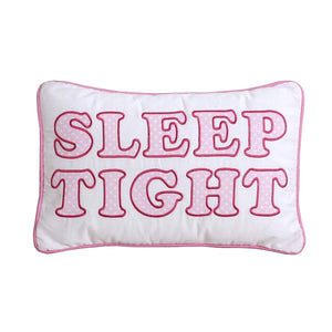 Pink Sleep Tight Decorative Throw Pillow Cotton 15" x 18"