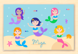 Mermaids Kids Personalized Placemat 18" x 12" with Alphabet