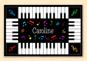 Mantel individual personalizado de piano de 18" x 12" con alfabeto