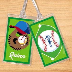 Lot de 2 étiquettes nominatives personnalisées pour enfants sur le thème du baseball