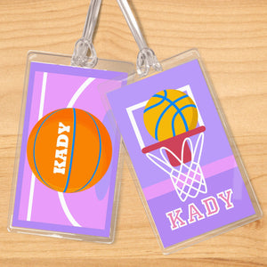 Basketball Girl Personalized 2 PC Kids Name Tag Set