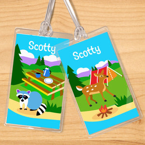Juego de 2 etiquetas con nombre para niños personalizadas para viaje de campamento